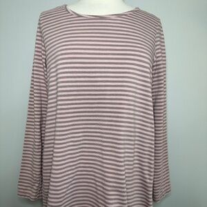IRIDIUM Pink Striped Long Sleeve Pullover Shirt Size Top Cotton Blend Women's S
